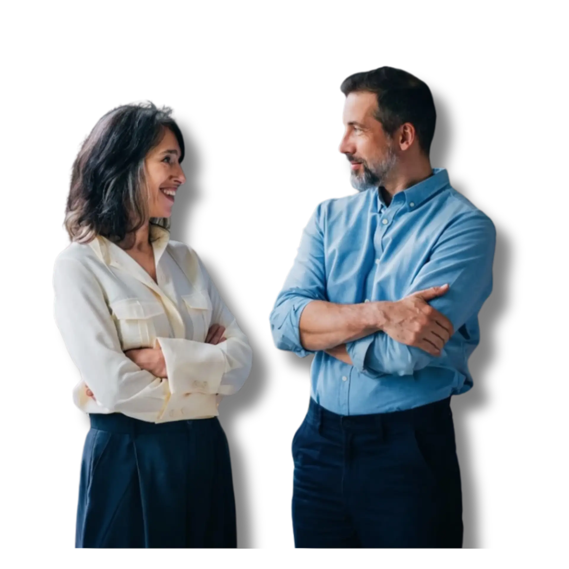 Two people talking in English